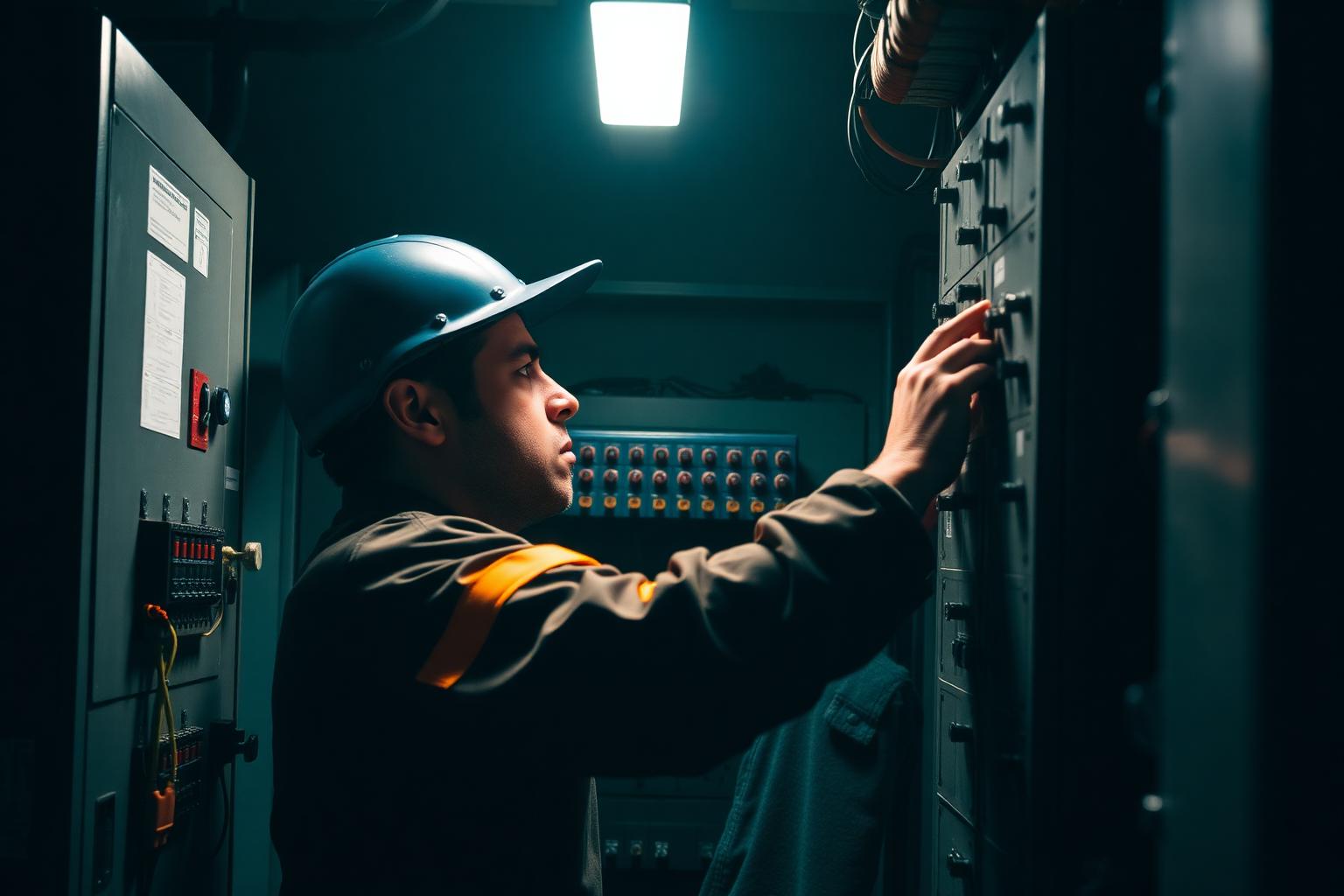 Técnico da Kabod realizando serviço elétrico